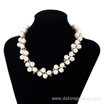 Handmade Chain Full Rhinestones Bride Pearl Necklace Jewelry